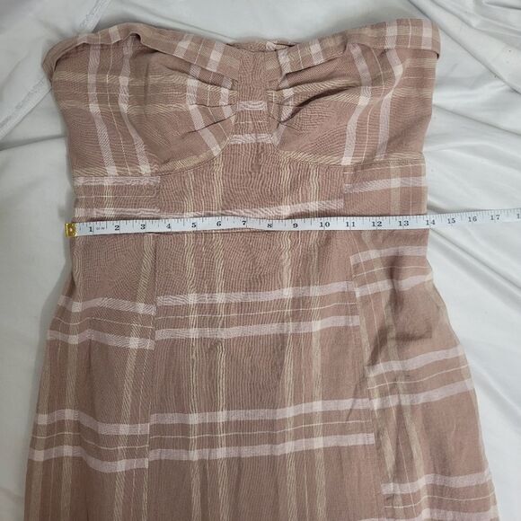 FREE PEOPLE dress life like this neutral tan and white‎ plaid linen S - Picture 10 of 10
